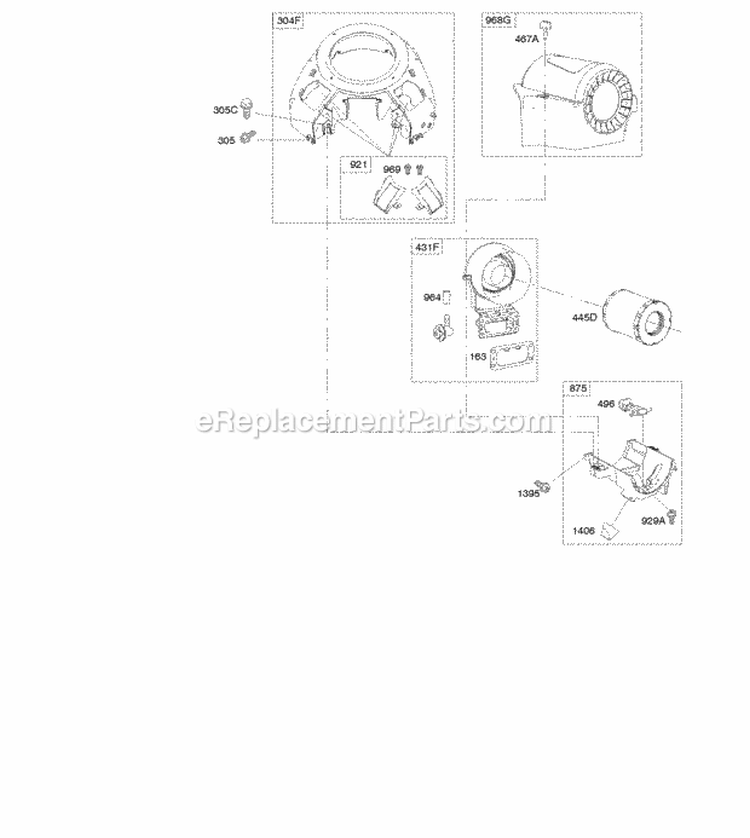 Air Cleaner Blower Housing Diagram and Parts List for  Briggs and Stratton Engine